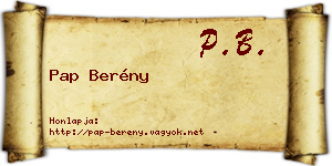 Pap Berény névjegykártya